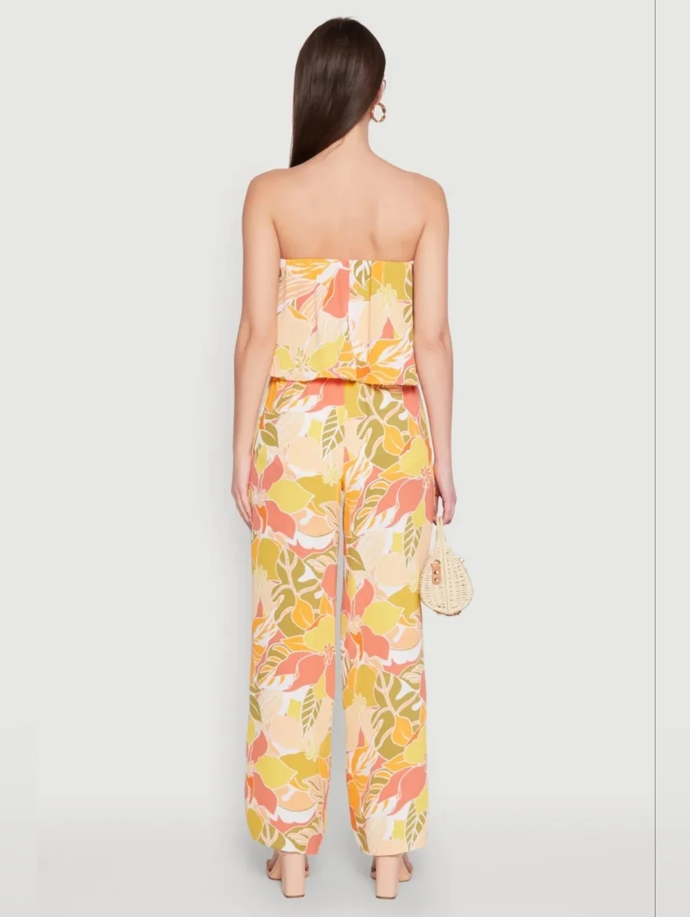 Jolie And Joy  Floral Print Strapless Wide Leg  Jumpsuit Size Small - Picture 2 of 9